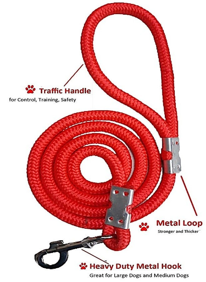 Pups&Pets Dog Rope Leash, Strong Braided Lead Leash Soft Pet Leash (Red Color, Waterproof, Large Dog, Leash Size 12 MM) - Image 2